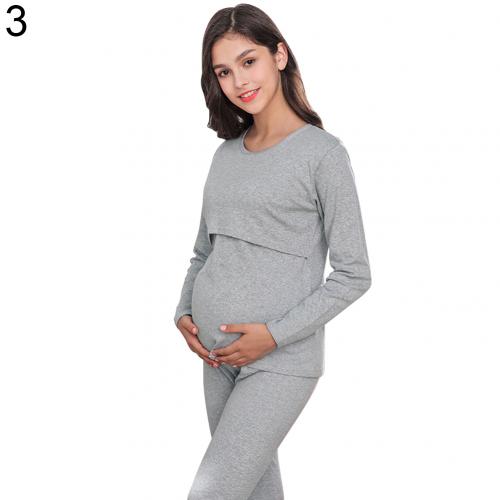 Conjunto de pijama de Enfermería de maternidad de animales de dibujos animados pantalones de lactancia materna de manga larga fácil de amamantar para niños: XL 3