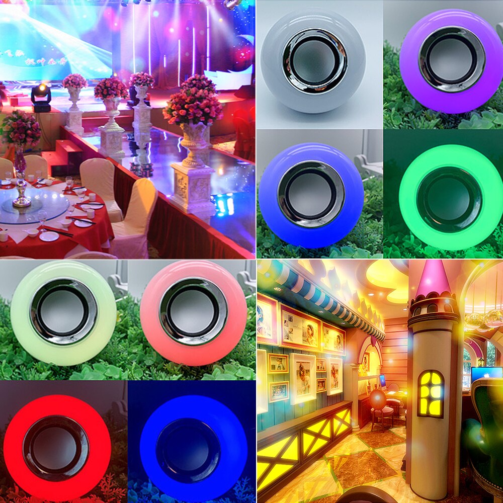 Smart Wireless Bluetooth LED Stereo Audio Speaker RGB Colorful Bulb Light Music Lamp+Remote controller 12w Smart Bulb