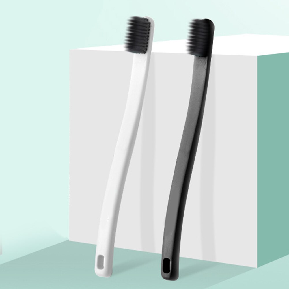 2 Stuks Ultra Fijne Bamboe Houtskool Tandenborstels Set Volwassen Herbruikbare Zachte Haren Anti-Slip Paar Tandenborstel Mannen Vrouwen Hoge dichtheid