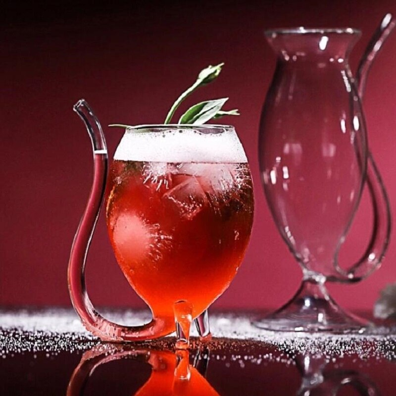 Tasse en verre de Vampire avec paille intégrée pour jus, verre de vin , tasse de verrerie transparente avec Tube de paille pour H