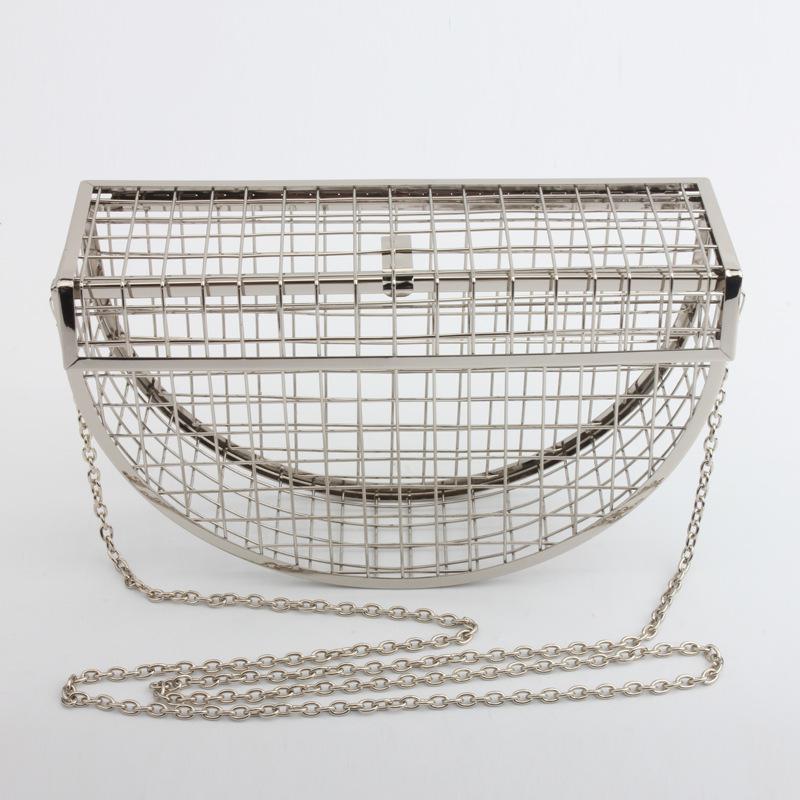 Hollow Metal Cages Women Party Clutch Evening Shoulder Bag Ladies Handbag Messenger Bags Purse Unique: silver