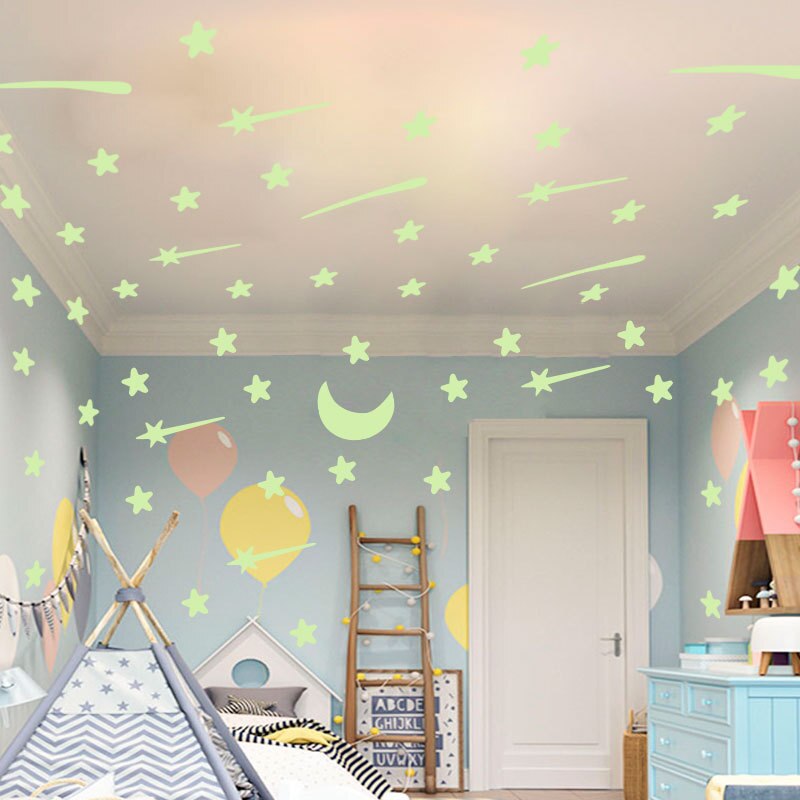 FAI DA TE Luminoso stella punti telecamera Da Letto Del bambino telecamera Dei Bambini Della Decalcomania Bagliore di notte Fluorescente Da Sogno Della Decorazione Della Casa