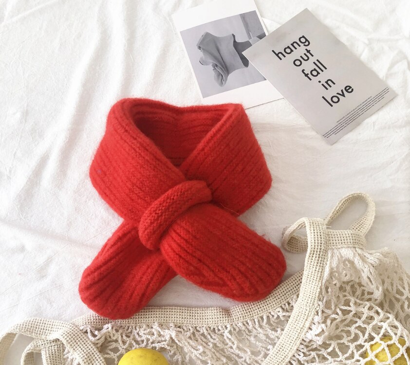 Mærke tørklæde til børn baby varme tørklæder piger vinter tørklæde til børn uld krave baby tørklæder: Rød