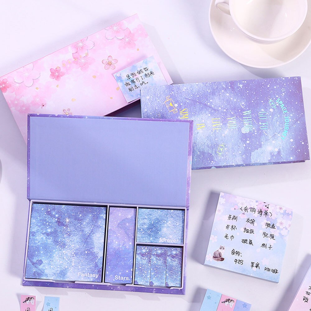 Girl'S Heart Sticky Note Notebook Little Book Sticker Set Star Sticky Notes Boxed Tearable Note School Supply Bookmark