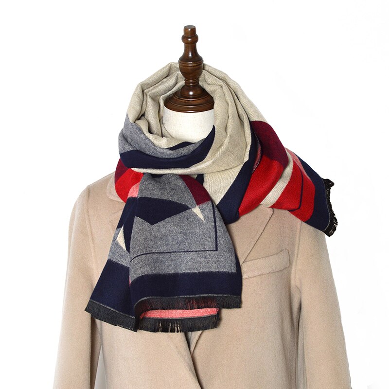 Luxury brand plaid scarves cashmere shawls women winter warm plaid shawl cloak ms thick blankets tassel scarf
