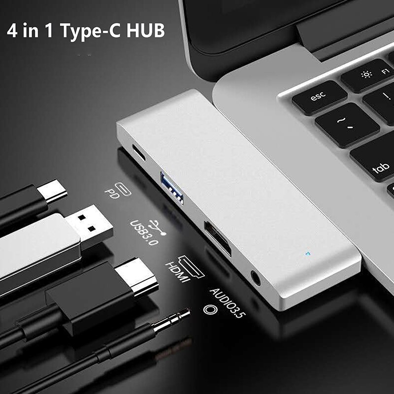 1Pcs Hdmi-Compatibel USB3.0 Pd Vga 3 Adapter Usb Type C Hub Naar Hdmi 4K Voor Macbook huawei Mate Boek En Diverse Mobiele Telefoon