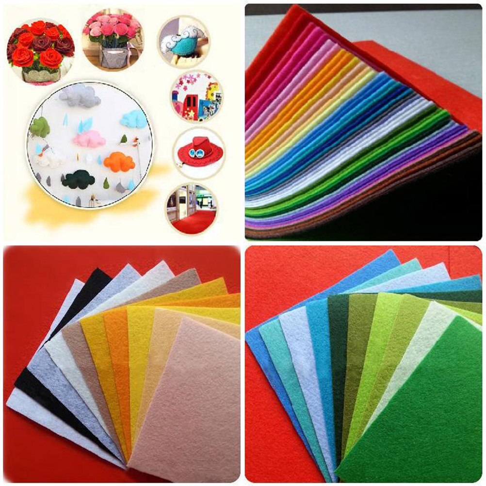 40 stücke Mehrfarben Vlies Stoff Blätter freundlicher DIY Handgemachte Handwerk 10x15cm Material Zubehör (Zufällige Farben)