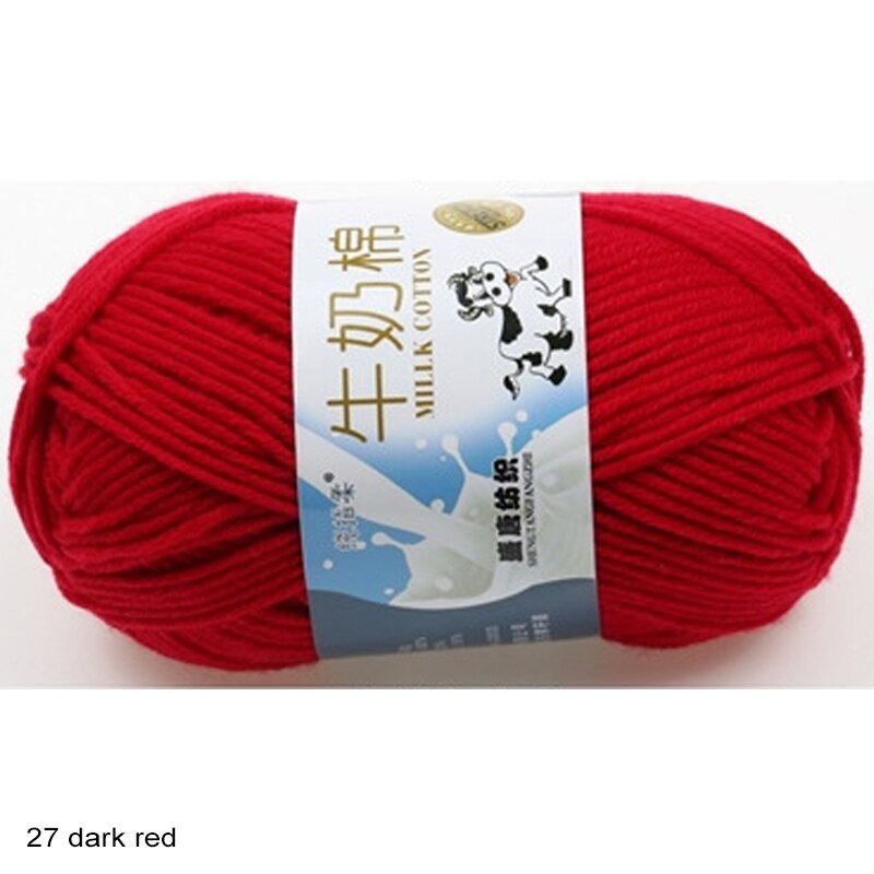 Hand Breien Levert Breiwol Haak Garen Melk Katoen Hand Gebreide Garen Geverfd Breien Garens Glad Melk Fiber: 27 dark red