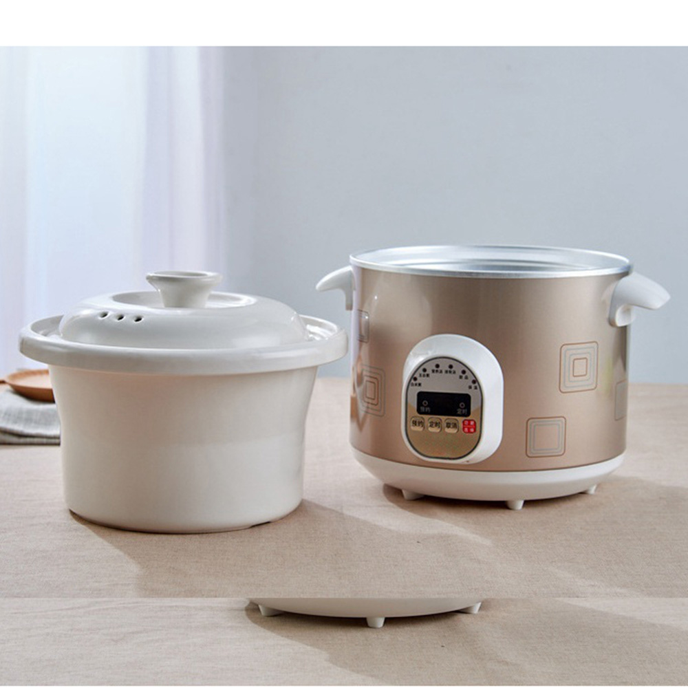 DMWD Microcomputer Control 1.5L Electric Stew Pot 5 Menu Ceramics Electric Slow Cooker Porridge Pot 9 H Appointment 220V