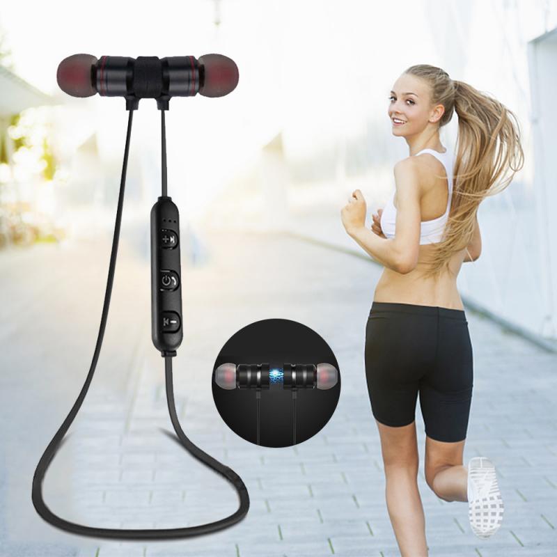 M9 Magnetische Sport Bedrade Headset Bluetooth 4.1 Stereo Headset Met Microfoon Rood + Zwart