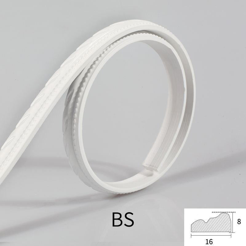 Europeisk pu gipslister tv-bakgrund pvc mjuk kantlinje spegel kantlinje: Vit