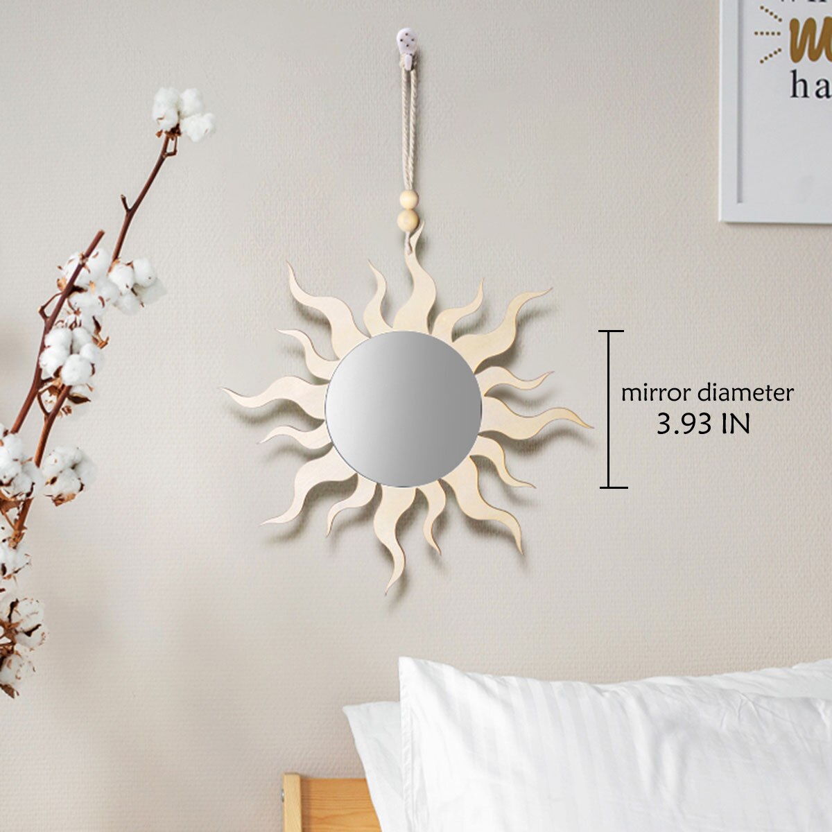 Espejo bohemio de madera para decoración de pared, Espejos decorativos para sala de estar, dormitorio y baño: wall mirror M01066