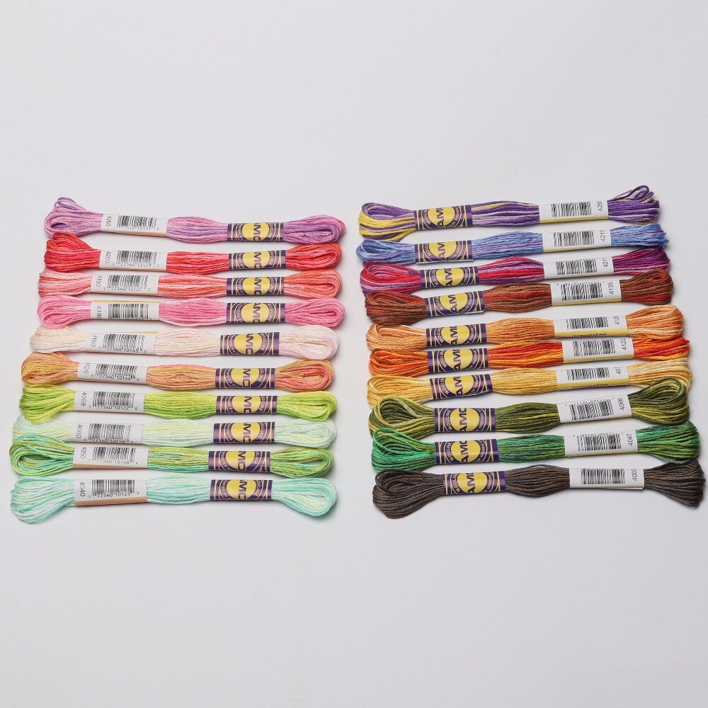 4th Variegated Cotton Embroidery Floss 6 strands 8 meters per skein Color Variation Cross stitch Thread 30 DMC Colors