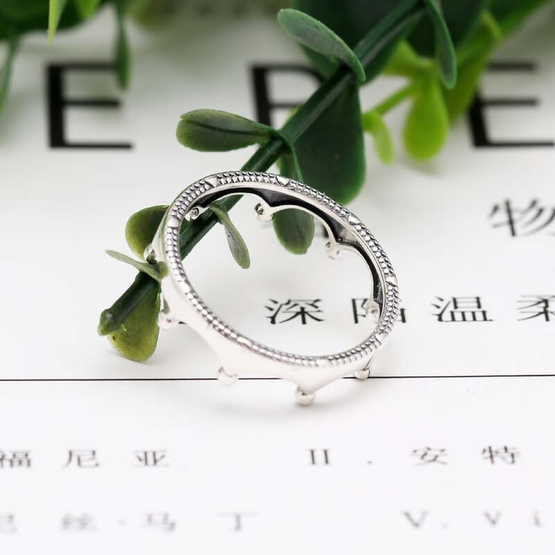 Originele 925 Zilver Gepolijst Kroon Ring Voor Vrouwen Verstelbare Wedding Engagement Pan Ringen