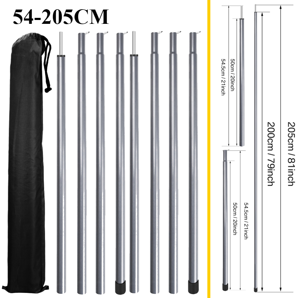Tent Poles Camping Poles for Tarp Awning Canopy Shelter Sun Sail Tarpaulin Headroom Galvanized Steel Adjustable Telescoping Rods: green