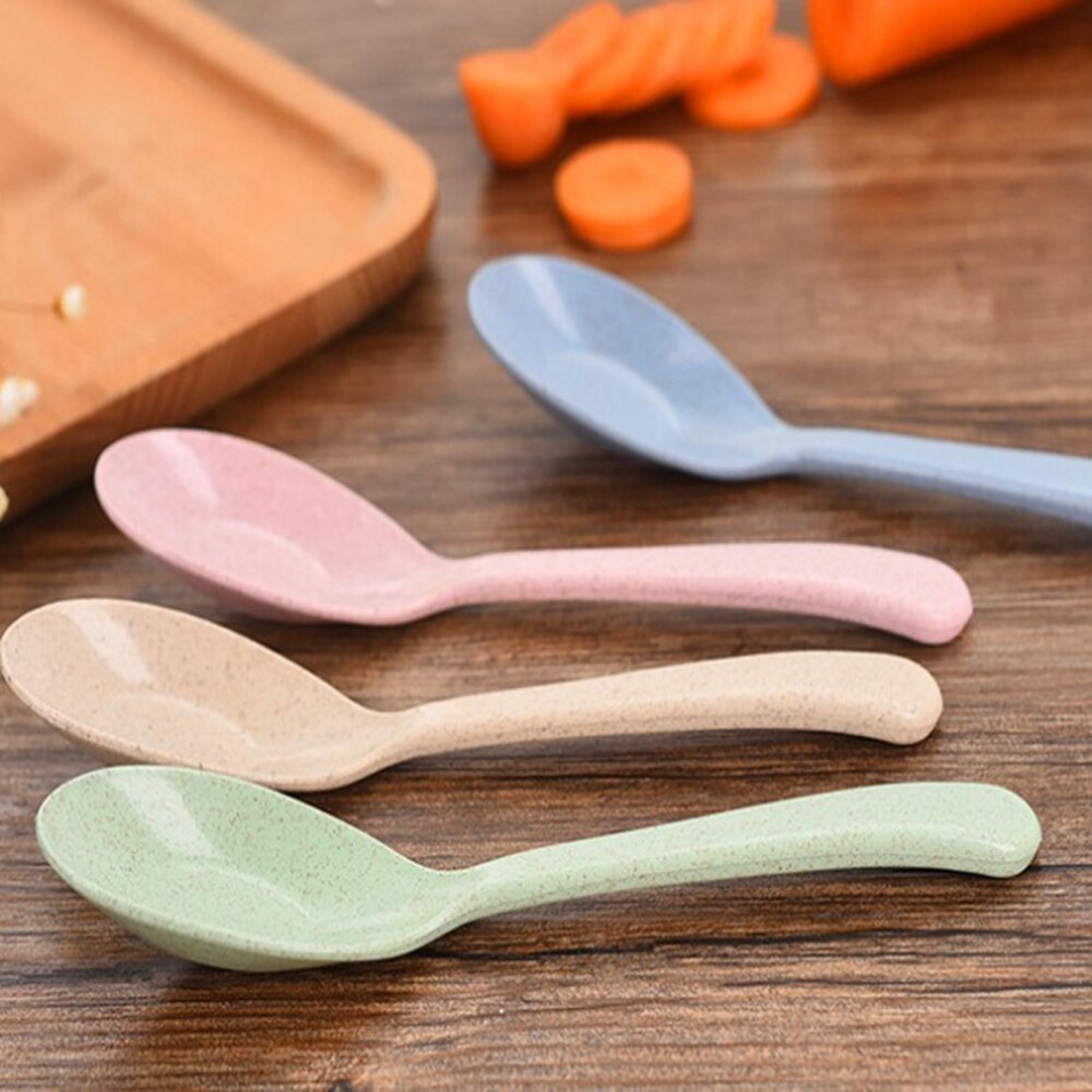 1PC Popular Wheat Straw Soup Spoon Long Handle Kids Soup Spoon Portable Tableware Eco Friendly Flatware Kitchen Tool