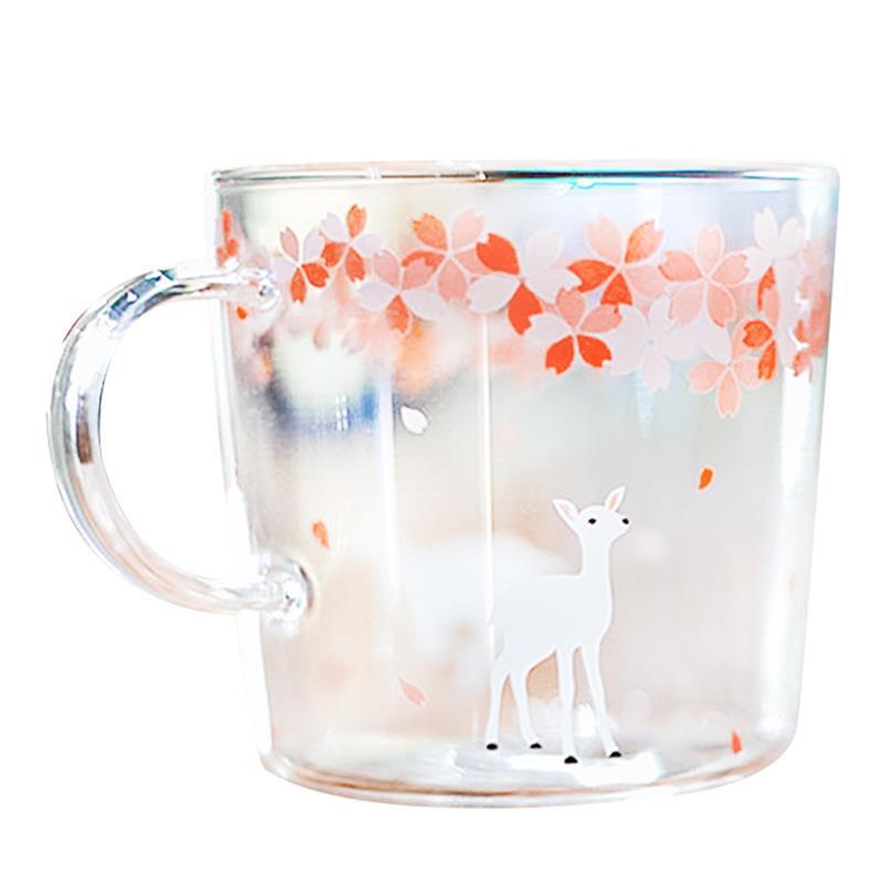Söt tecknad kattdjur kanin innovativa ölglas värmebeständigt sakura glas te mugg kaffe kopp morgon mjölk juice glas: 1