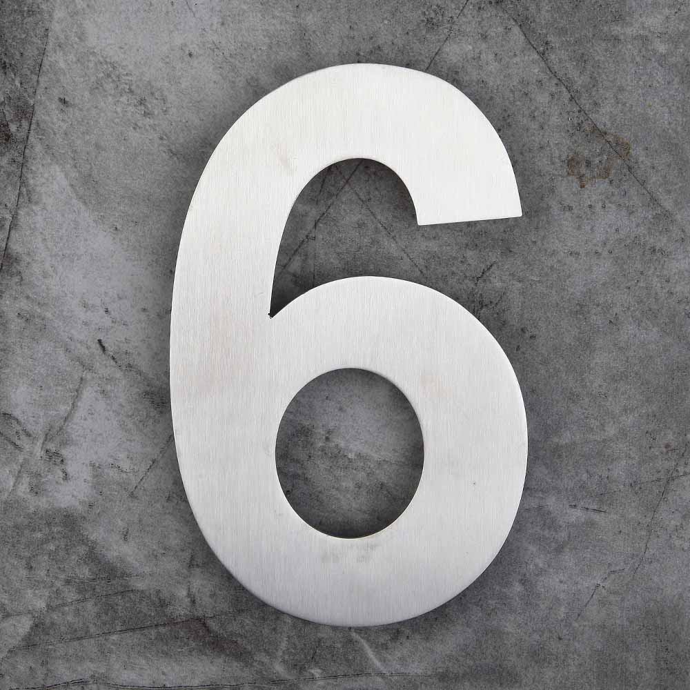 10 Inch Extra Large Floating House Numbers Door Sign Mounted, Stainless Steel 18-8 Brushed Nickel: Number 6