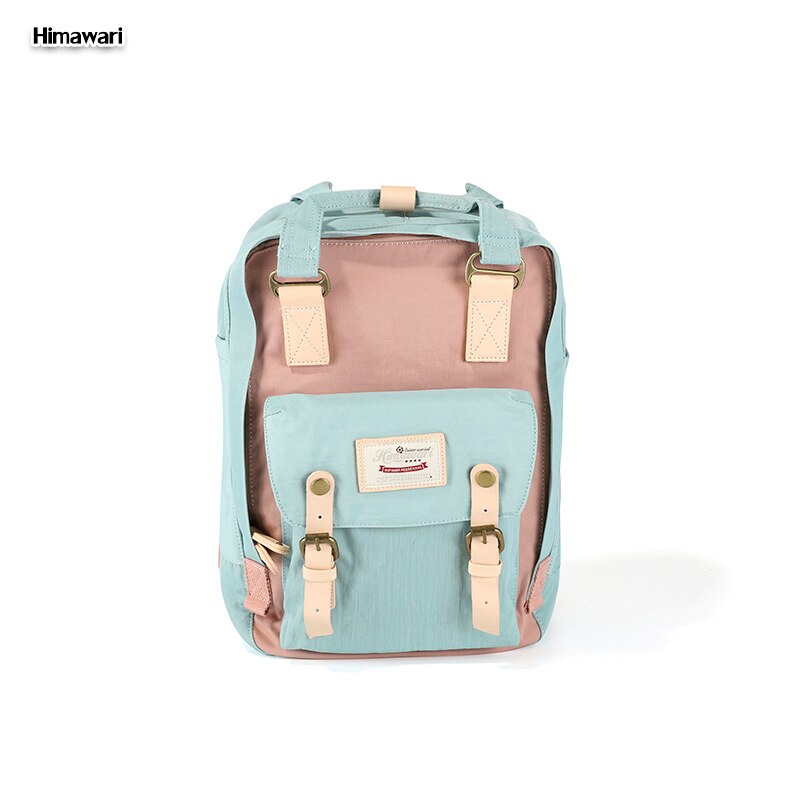 Himawari-Mochila de nailon impermeable para mujer, morral escolar de gran capacidad, bolso de viaje para ordenador portátil, no1: NO 1Pink  Mintcream