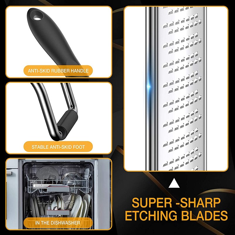 Lemon Zester & Cheese Grater - Stainless Steel - Kitchen Tool , Nutmeg, Chocolate, Vegetables, Fruits, Dishwasher