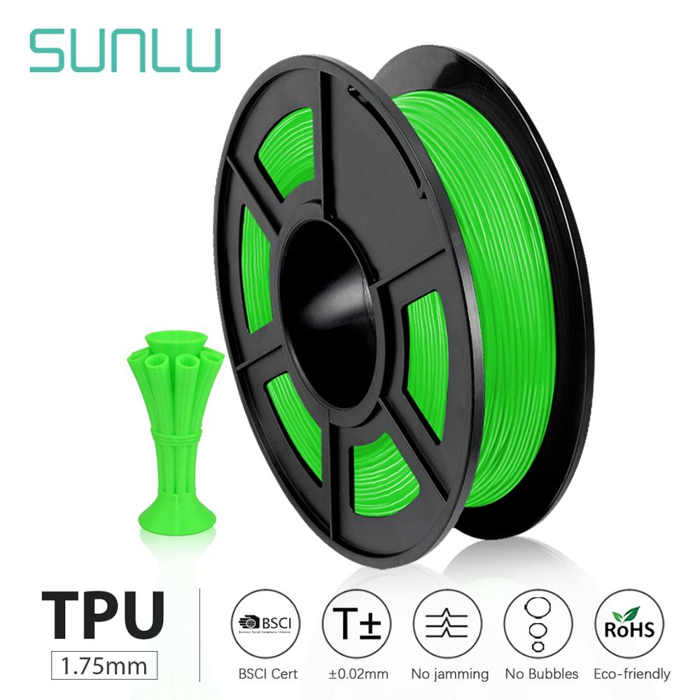 Sunlu 1.75Mm 0.5Kg Tpu 3d Printer Filament Flexibele Tpu 3D Printing Filament Dimensionale Nauwkeurigheid +/- 0.02mm: green-1.75mm