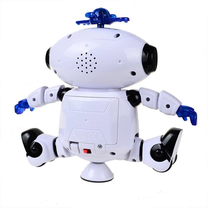 Robot leketøy 360 ° rotasjon smart robot barn interaktive leker med musikk led lys gutt jente