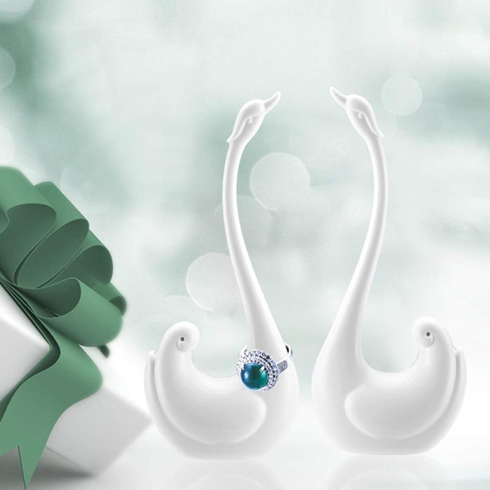 Soporte de escritorio para anillo de elefante y Cisne, estante de exhibición de joyería, organizador decorativo para manualidades de modelado de melamina, color blanco