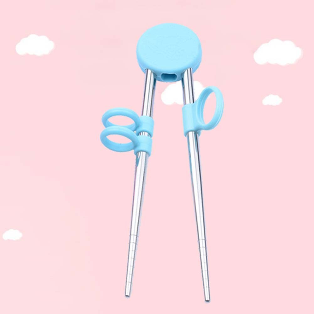 Baby Dinnerware Cute Portable Kids Learning Training Chopsticks Reusable Stainless Steel Chopsticks For Child Enlightenment