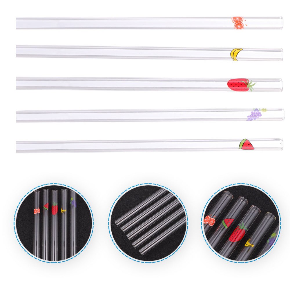 5PCS Straw Transparent Glass Straw Drinking Straw