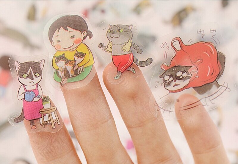Laptop Huid 6 Stks/pak Kat Transparante Achtergrond Sticker Jetting Pc Mobiele Telefoon Stickers Decor