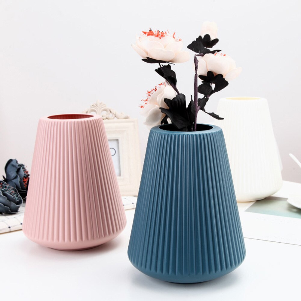 Flower Vase Decoration Home Plastic Vase White Imitation Ceramic Flower Pot Flower Basket Nordic Decoration Vases for Flowers