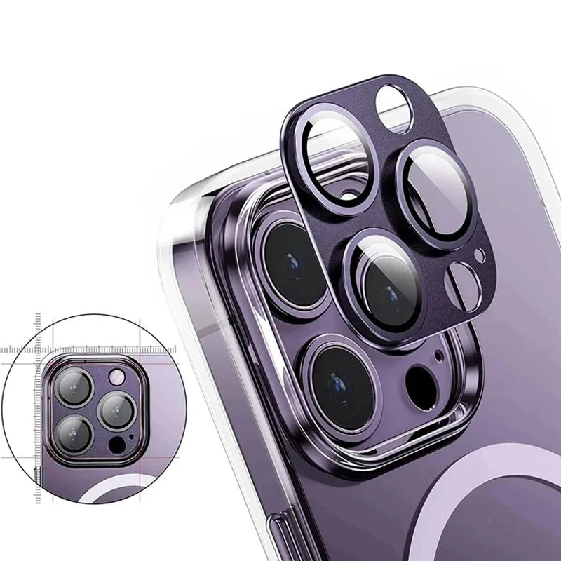 Vidrio Protector de lente de cámara de Metal para iPhone 15 Pro Max, película protectora de lente trasera HD para iPhone 14 Pro 15 Plus
