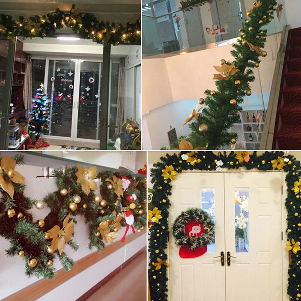 2.7m kunstig julepeis krans furutre ornamenter år peis navidadled lysår jul