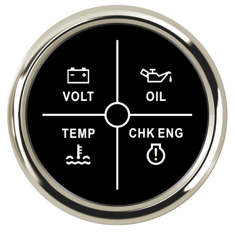 52mm universal 4 led alarme calibre volt/óleo/temp de água/verificação do motor 4 led indicador de alarme apto para o carro caminhão barco marinho yatch