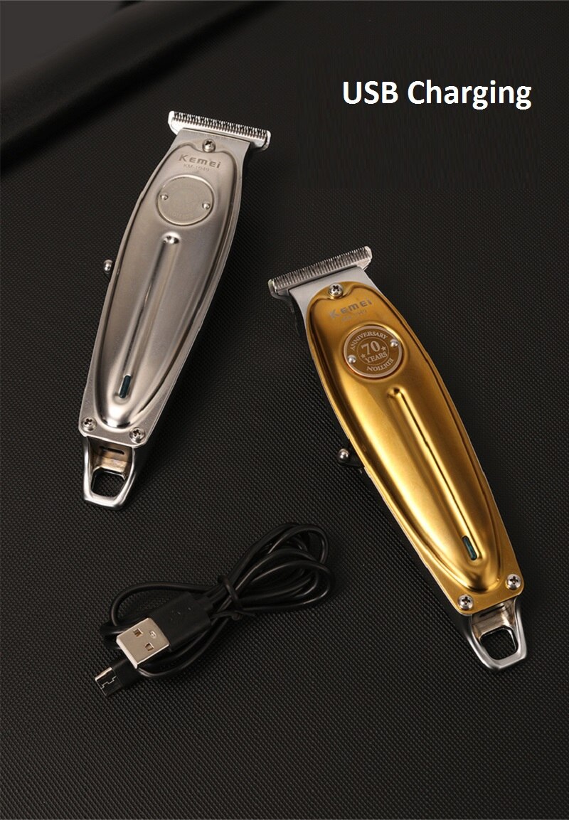 Kemei KM-1949 – tondeuse à cheveux professionnelle pour hommes, rasoir électrique sans fil, USB, lame en T, sculpture de la tête chauve, Machine pour couper les cheveux
