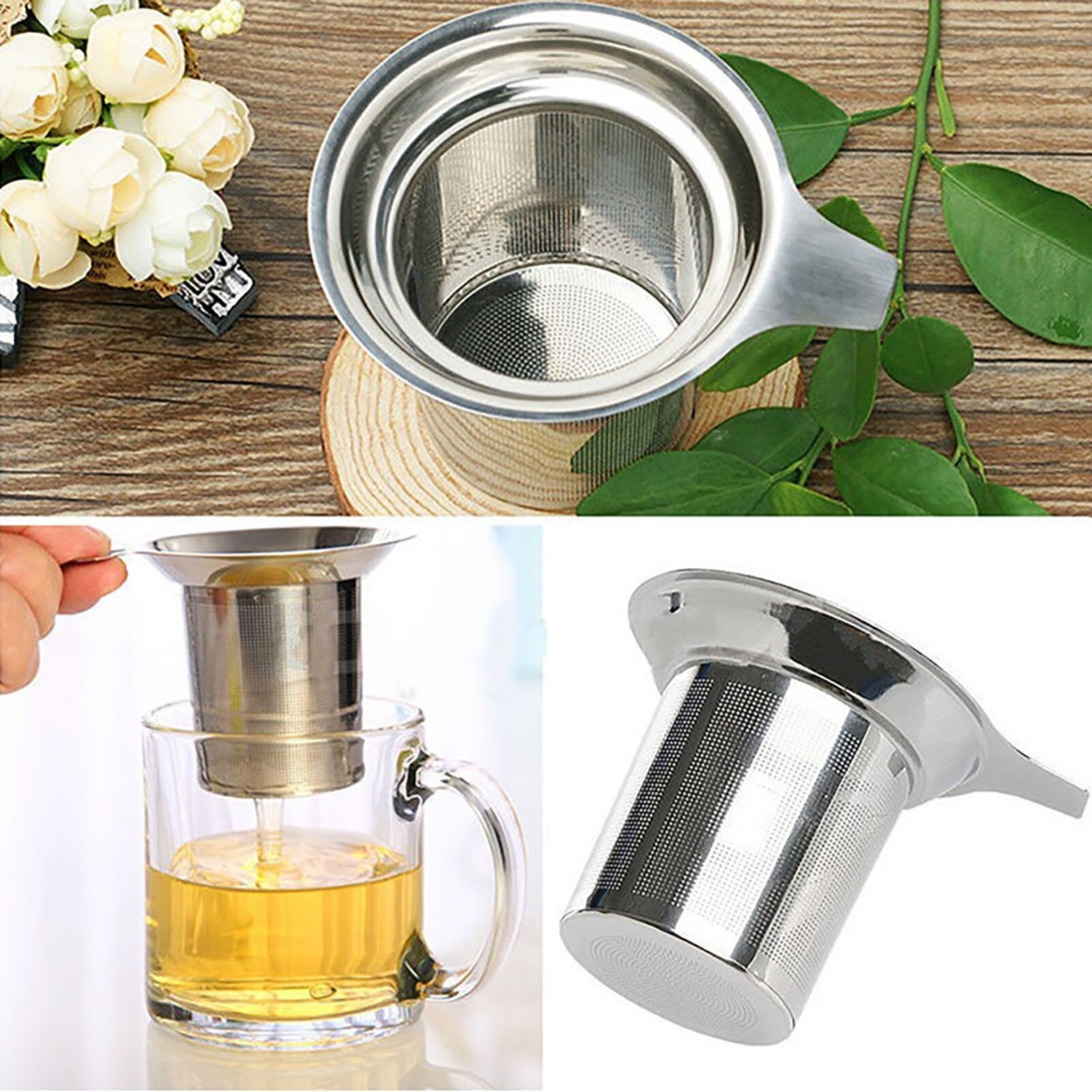 Infuseur à thé en acier inoxydable, filtre à fuite, réutilisable, filtre à mailles, filtre à épices, pour la maison