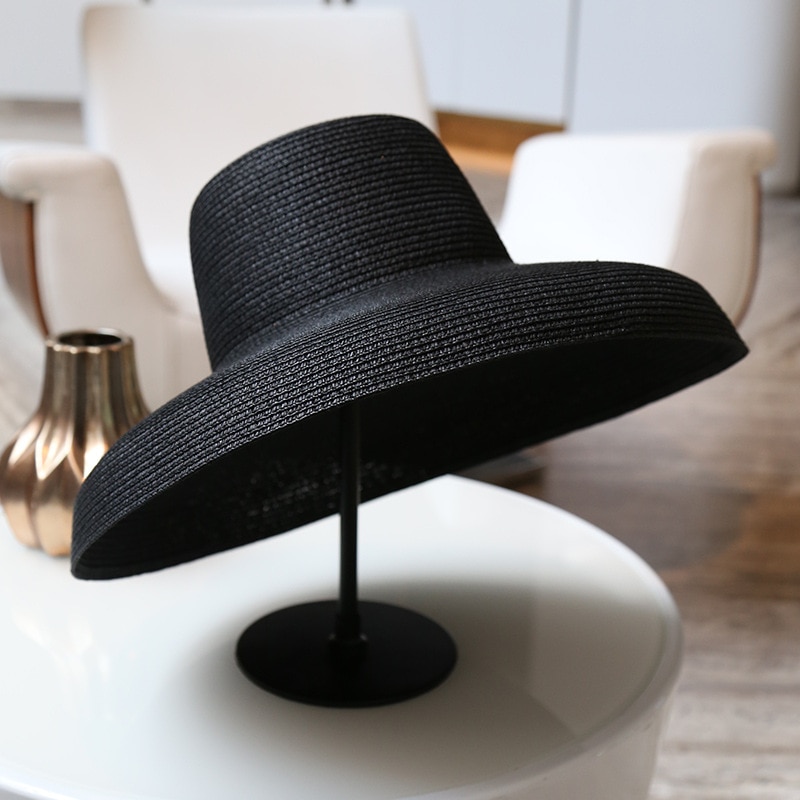 Audrey Hepburn stro hoed gezonken modelling tool bell-vormige grote rand hoed vintage hoge pretend baarheid toeristische strand sfeer
