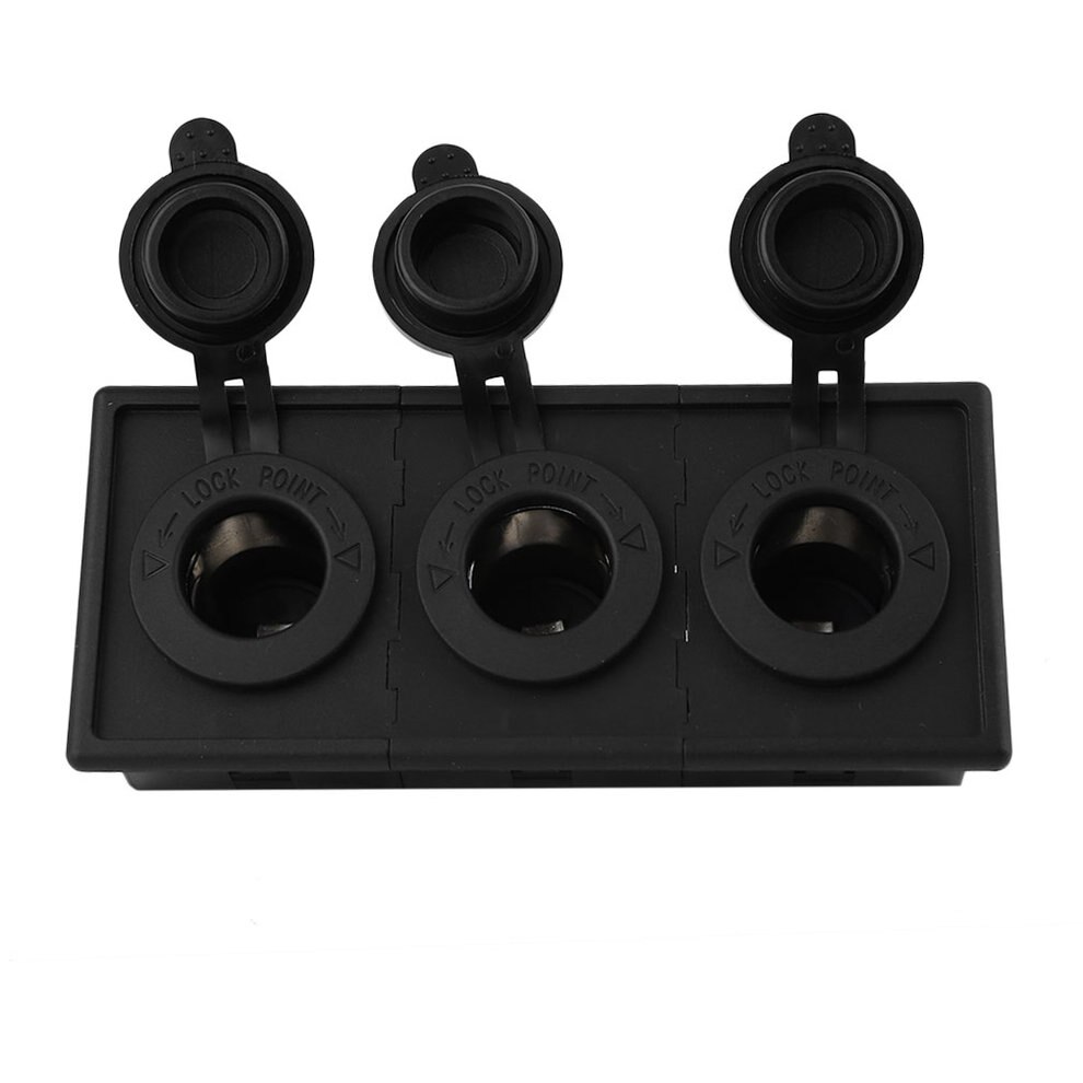 12V/24V Power Socket ABS Housing Holder Kit With 3pcs Sockets Suitable For Car Boat RV Motorcycle Marine Black