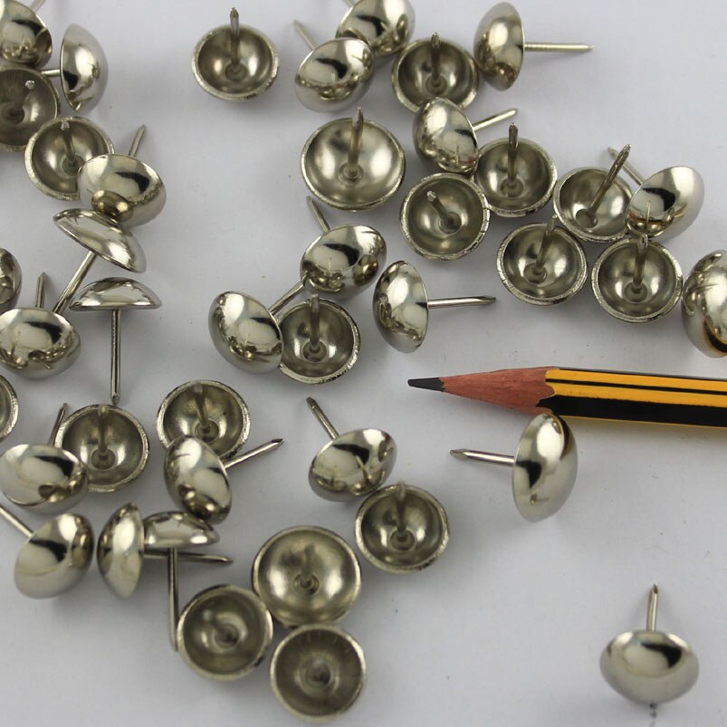 round silver upholstery tack decorative nail furniture rivet 9/16" 14mm 50 pc