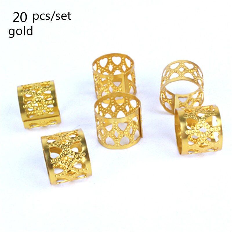 20 Stck Silber Goldene Haar Perlen für Dreadlocks Haar Geflecht Rohre Manschetten Perlen Einstellbare Dreadlock Korn Clip 12*10mm