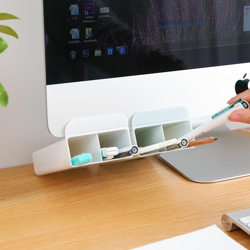 Stick On Desktop Stationery Pencil Holder Pen Case Adhesive Desktop Organizer Container Pen Storage Holder for Office Decor