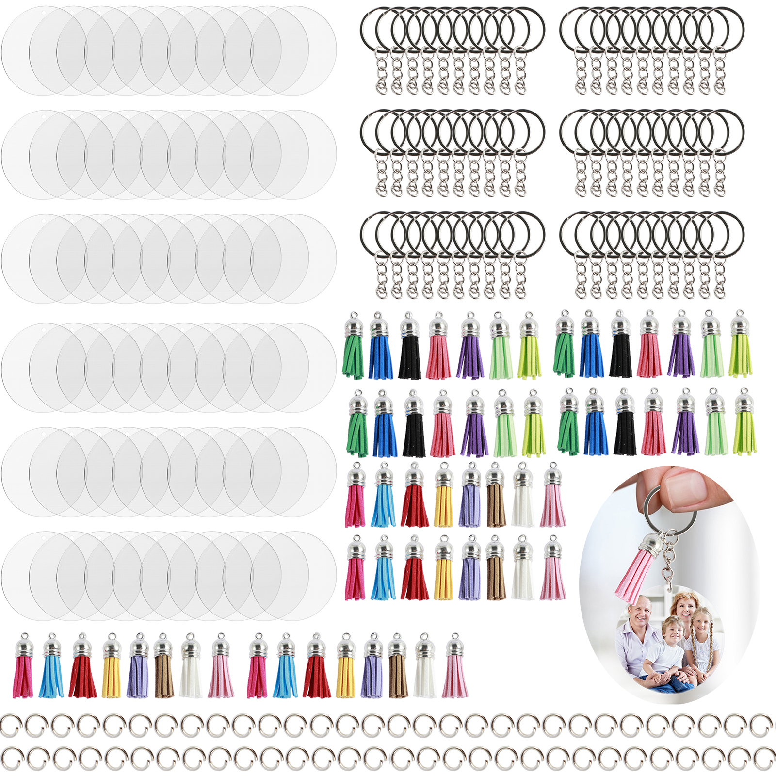 100 stuks blanco foto sleutelhangers acryl blanco foto invoegen sleutelhanger dubbelzijdig duidelijke sleutelhanger fotohouder DIY feestgast