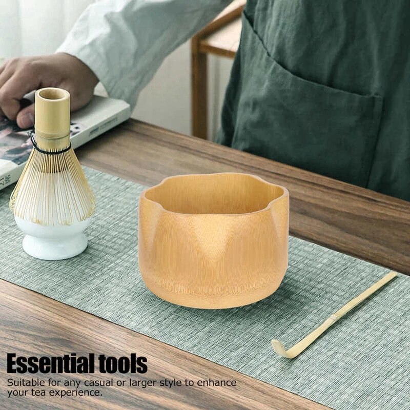 4Pcs/Set Matcha Tea Matcha Making Tool Set Bamboo Tea Brush Tea Scoop Bowl Ceramic Tea Whisk Holder Teaware