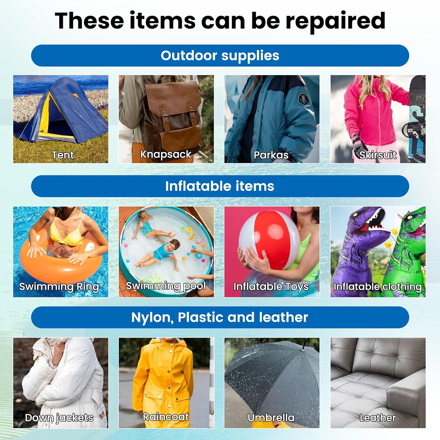 Taśma naprawcza robić namiotu TPU Taśma naprawcza robić tkanin Nadmuchiwana łatka Zestaw naprawczy Wodoodporny zestaw łatek robić materaca powietrznego TPU ciężki obowiązek