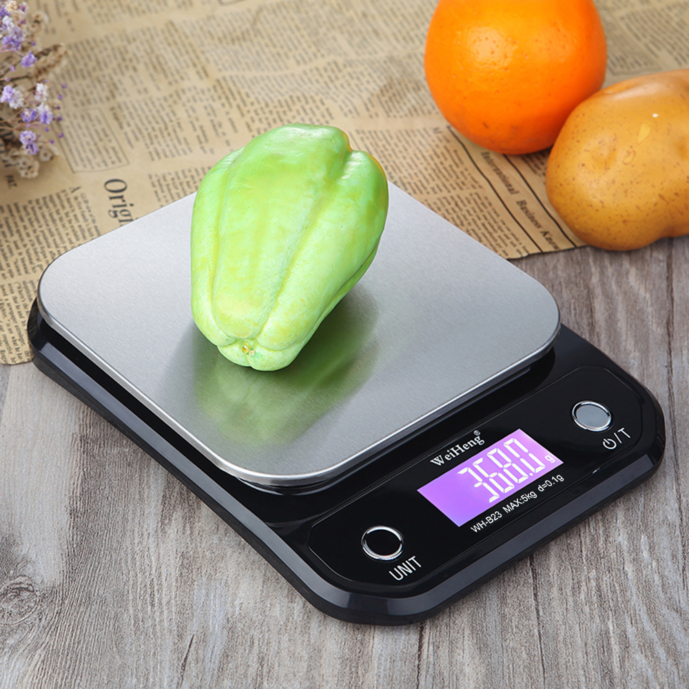 Mini Digitale Keukenweegschaal 0.1g Draagbare Elektronische Keukenweegschaal 5 kg/11Lbs Elektronische Digitale Keuken Weegschaal met Achtergrondverlichting LCD