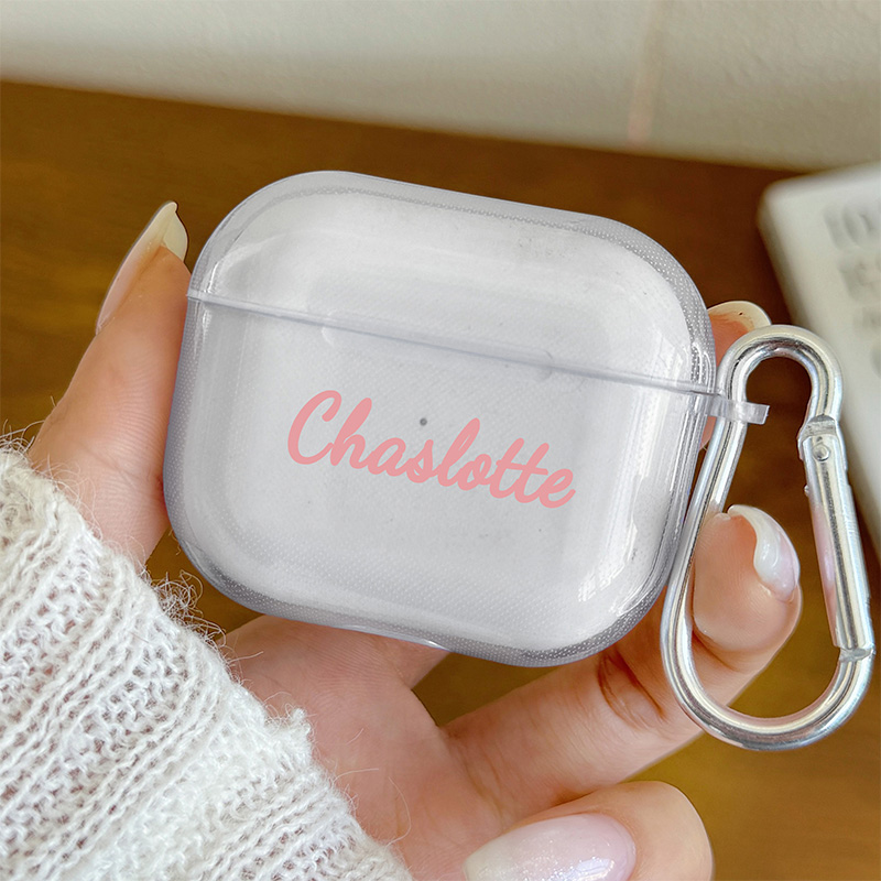 Para AirPods Pro 2 2nd fundas personalizadas con nombre personalizado funda de silicona suave para AirPods 4 3 2 1 funda para auriculares: M / Rosa