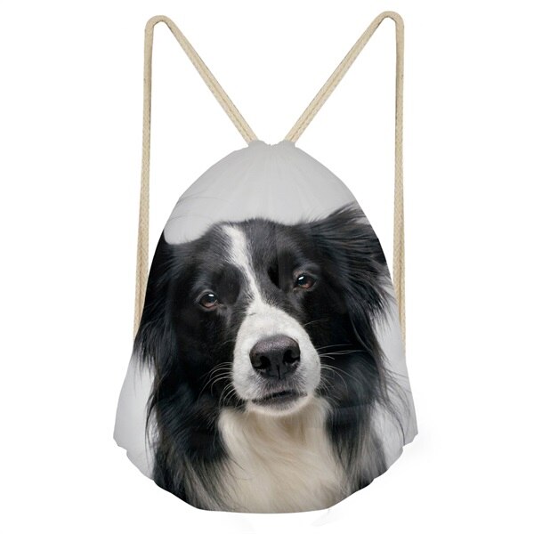 Forudesigns schattige 3d- honden border collie print mini rugzak dames trekkoordtas schooltassen voor tienermeisjes cinch sack sac a dos: H9389 z 3