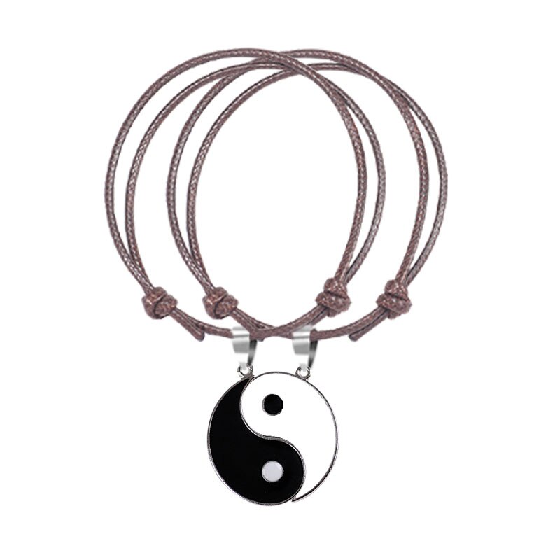 2 Stuks Van Modieuze Beste Vriend Armband Zwart En Wit Tai Chi Hanger Legering Hip Hop Dames Retro Vriendschap Sieraden: SL202-C