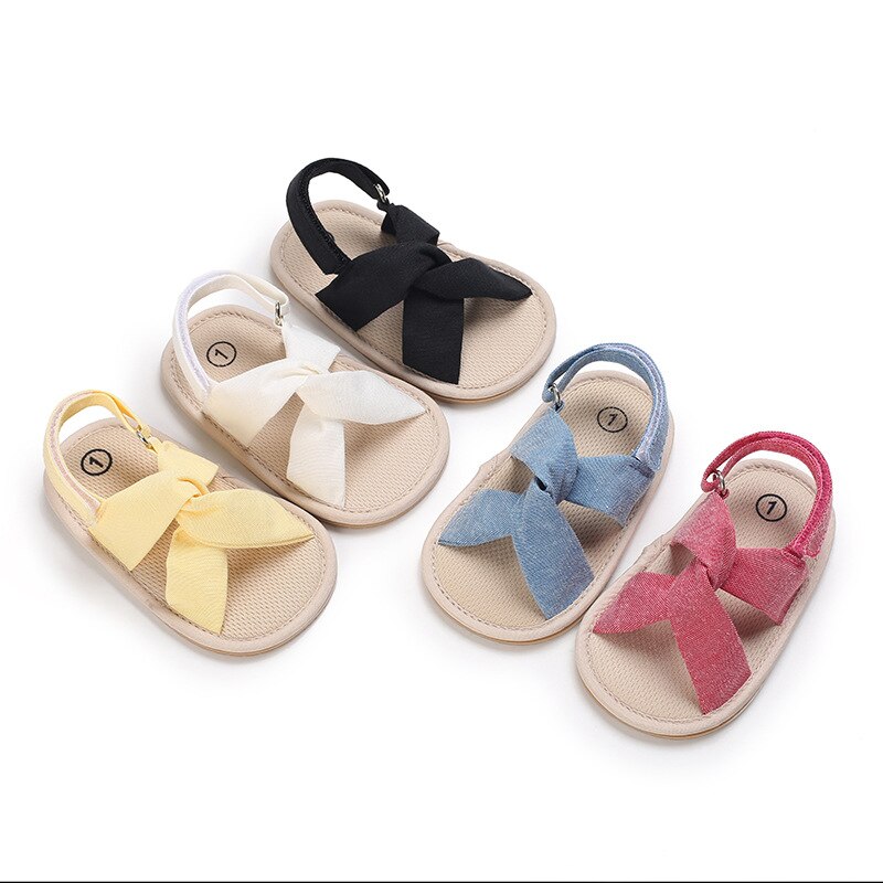 Breathable Summer Baby Girls Sandals, Toddlers Simple Style Solid Color Casual Soft Sole Shoes Newborn First Walkers 0-18M