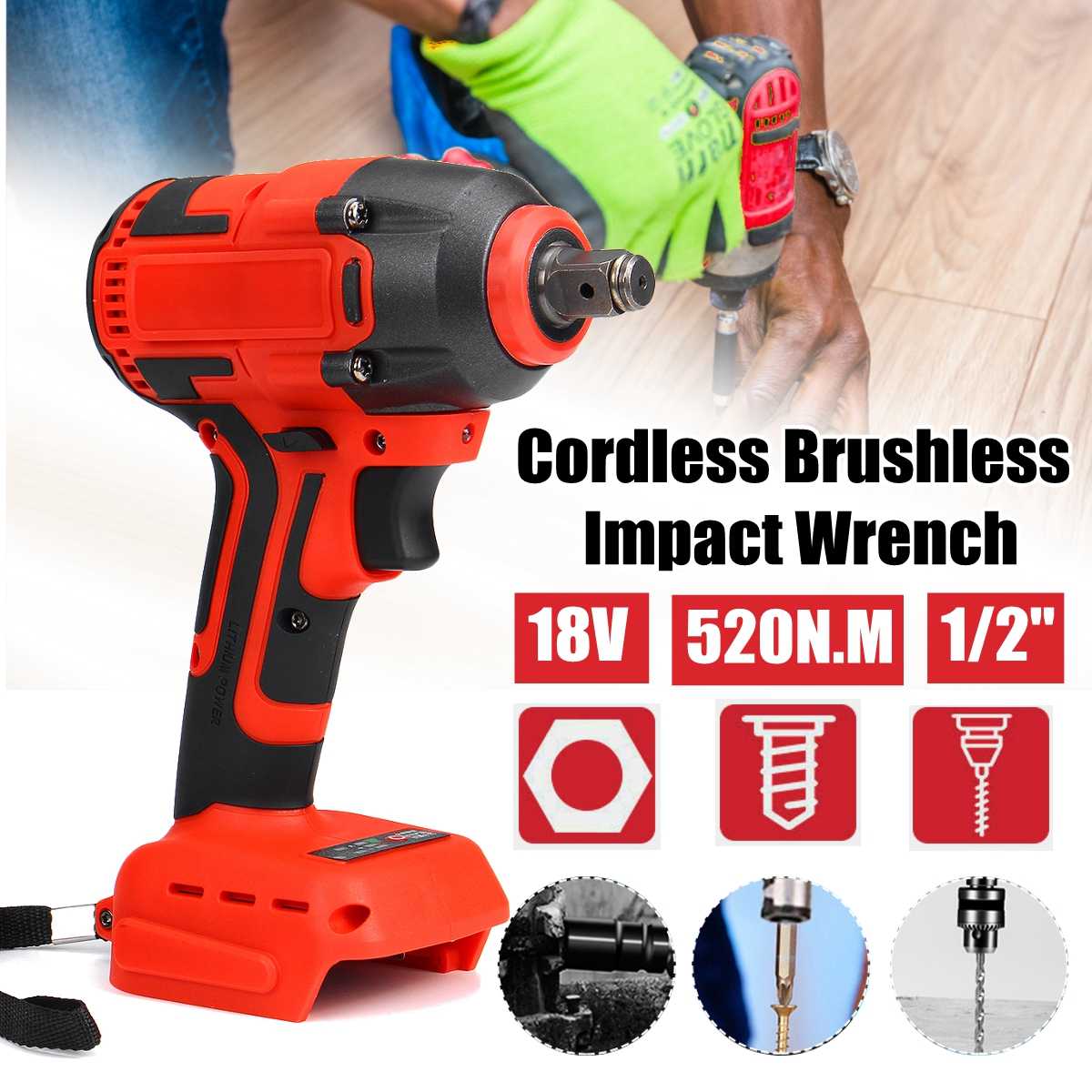 18V 520 N.m Cordless Electric Screwdriver Speed Brushless Impact Wrench Rechargable Drill Driver For Makita Battery DTW285Z